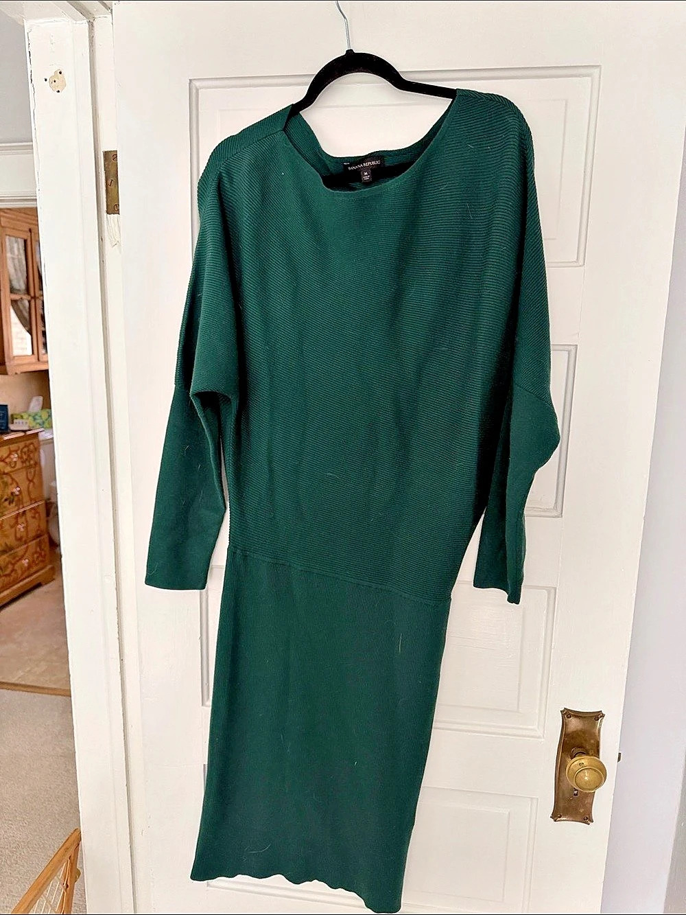 Banana Republic Ribbed Midi Sweater Dress in Green Size Medium